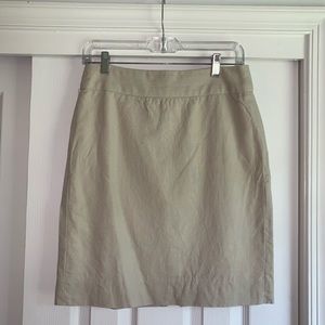 J. Crew Factory Khaki Linen Pencil Skirt, Size 0